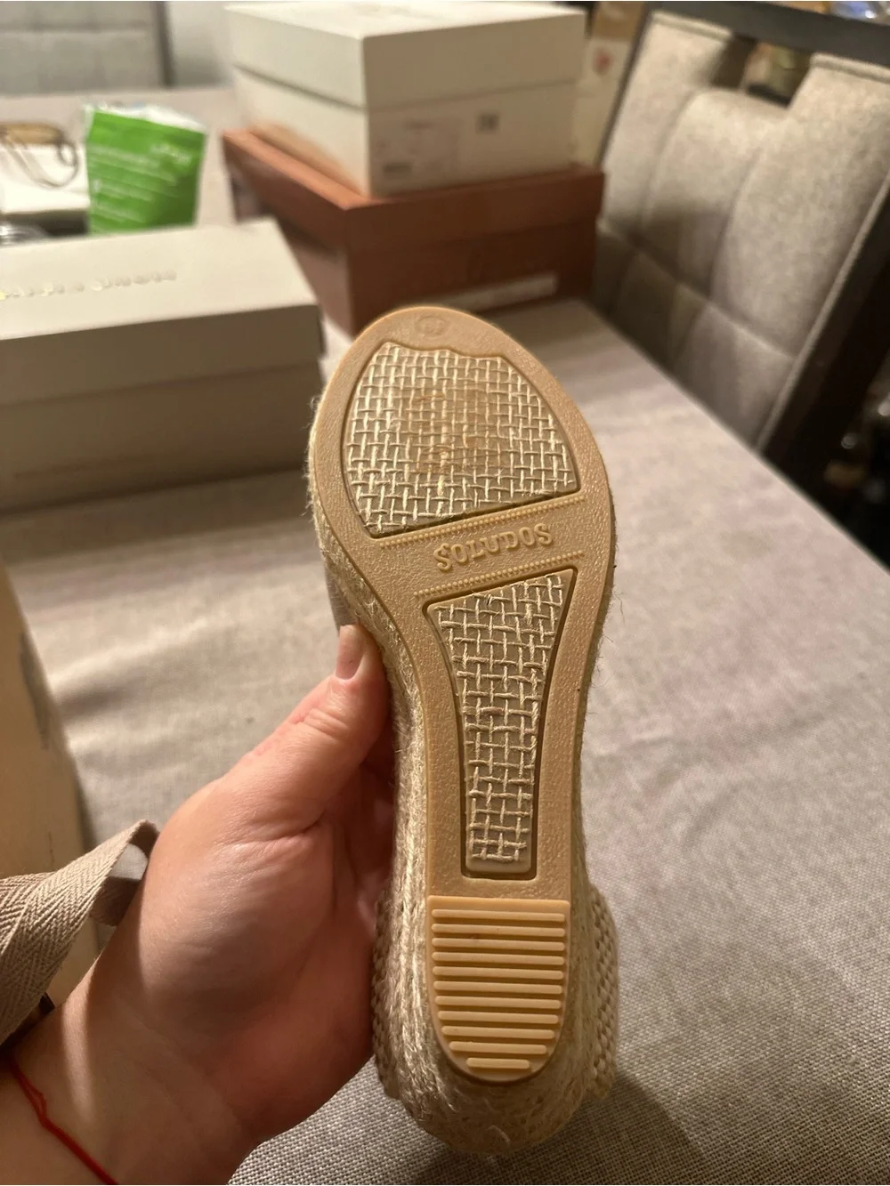 Soludos Natural Beige Espadrille Wedge with Ankle Tie